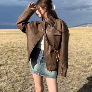 708090 여성 가죽 재킷 고급스러운 래더 자켓