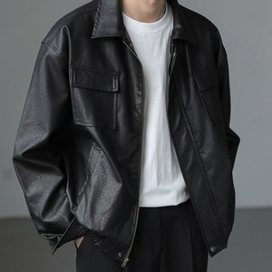 스타일닥터 남성 자켓 코트 레더 비즈니스 캐주얼  봄가을 아우터 빈티지 오버핏 가죽