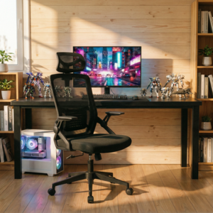 인체공학 메쉬 사무용의자 헤드레스트 요추지지 각도조절 90도 팔걸이 장시간 편안 재택근무 학습용 컴퓨터 책상의자