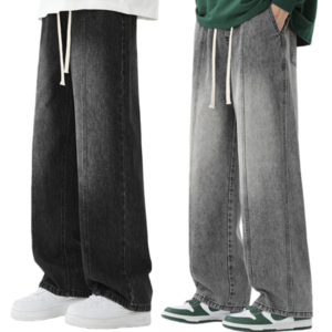 BDICOOL 1+1 남성 키 커 보이는 일자 실루엣 청바지 남자 롱 워싱 기모 데님팬츠 BK118
