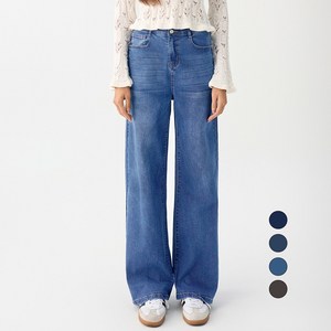 엘블로썸 여성 [숏,기본,롱] 스판 와이드 허리편한 히든밴드 청바지 3단기장