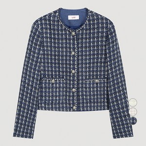 리스트 여성용 트위드 브레이드 라운드넥 자켓 TWWJKP52070