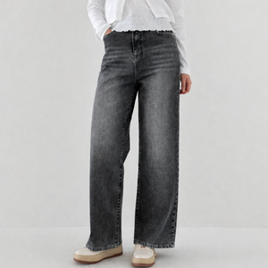 라라온 여성용 숏/기본/롱 기장 와이드 밴딩 스판 청바지 25TSP3388