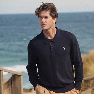 [U.S. POLO ASSN.] 클래식 카라니트 남성_네이비